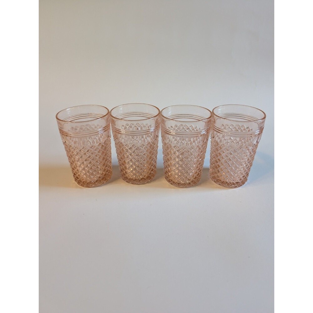Anchor Hocking Pink Miss America Depression Glass Water Tumblers, Set of 4